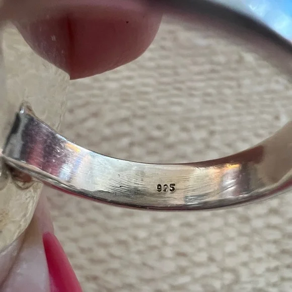 ❤️ Palomino Variscite 925 Navajo Decorative Silverwork Ring 11.2g Adjustable Sz - Picture 11 of 13